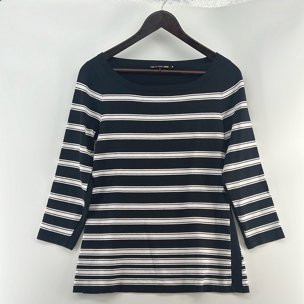 Rag & Bone Jeans  / Women Tops sz M black & white stripe long sleeve